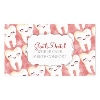 かわいい歯パターン-ピンクのカスタムな名刺 スタンダード名刺
